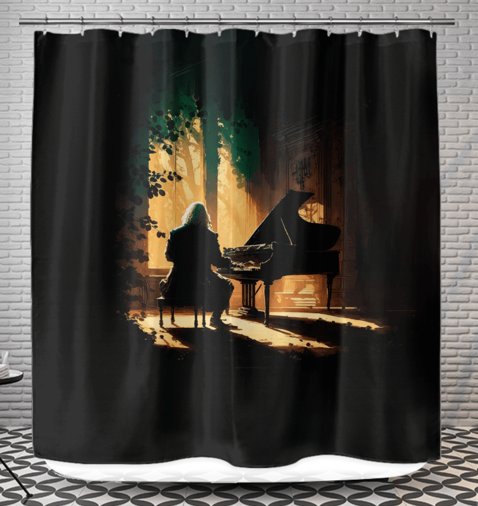 Chill and Unwind: Music Lover's Bathroom Curtain - Beyond T-shirts