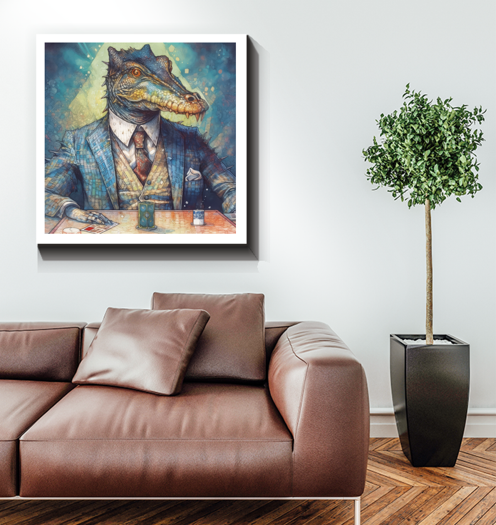 Hip-Hop Kangaroo with Boombox Wrapped Canvas - Unique Wall Art.
