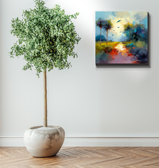Tranquil Mountain Sunset Wrapped Canvas