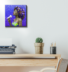 Modern desert-themed paper art wrapped canvas for home decor