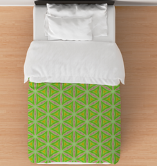 Minimalist Scandinavian comforter in a serene bedroom setting.