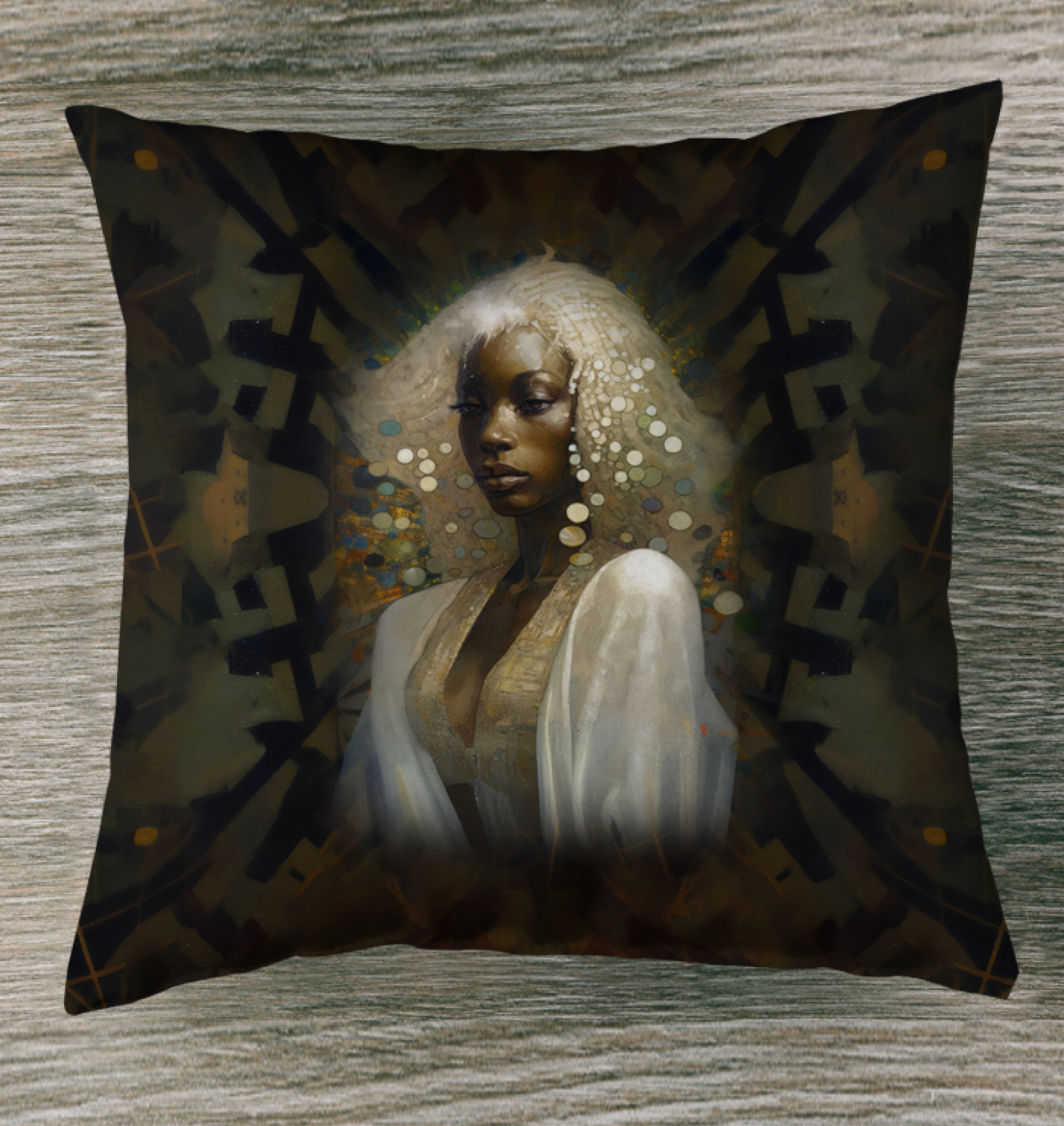 Elegant Vintage Charm indoor pillow on a classic sofa.