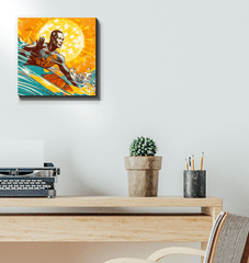 Surfing 5 18 Canvas in a coastal decor setting