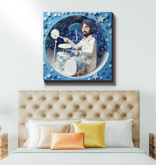 Elegant Origami Oasis wrapped canvas on a white background.