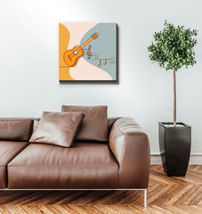 Guitar Line Art 3 Wrapped Canvas - Beyond T-shirts