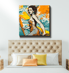 Relaxing beach art on Surfing 5 30 Wrapped Canvas