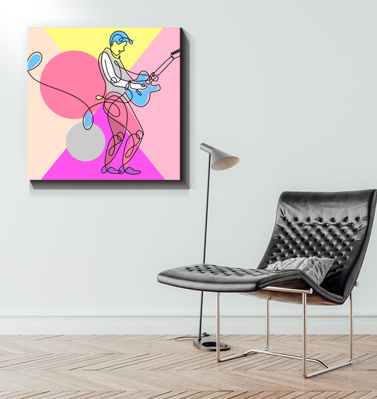 Guitar Line Art 4 Wrapped Canvas - Beyond T-shirts