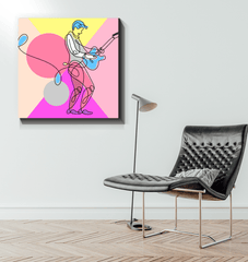 Guitar Line Art 4 Wrapped Canvas - Beyond T-shirts