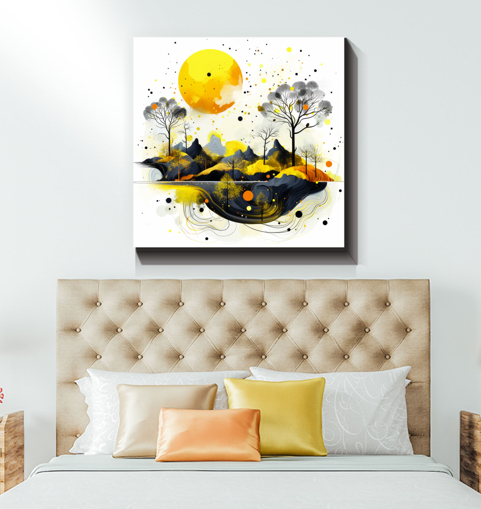 Serene Sunset Landscape Illustrated Canvas