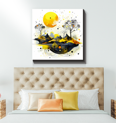Serene Sunset Landscape Illustrated Canvas