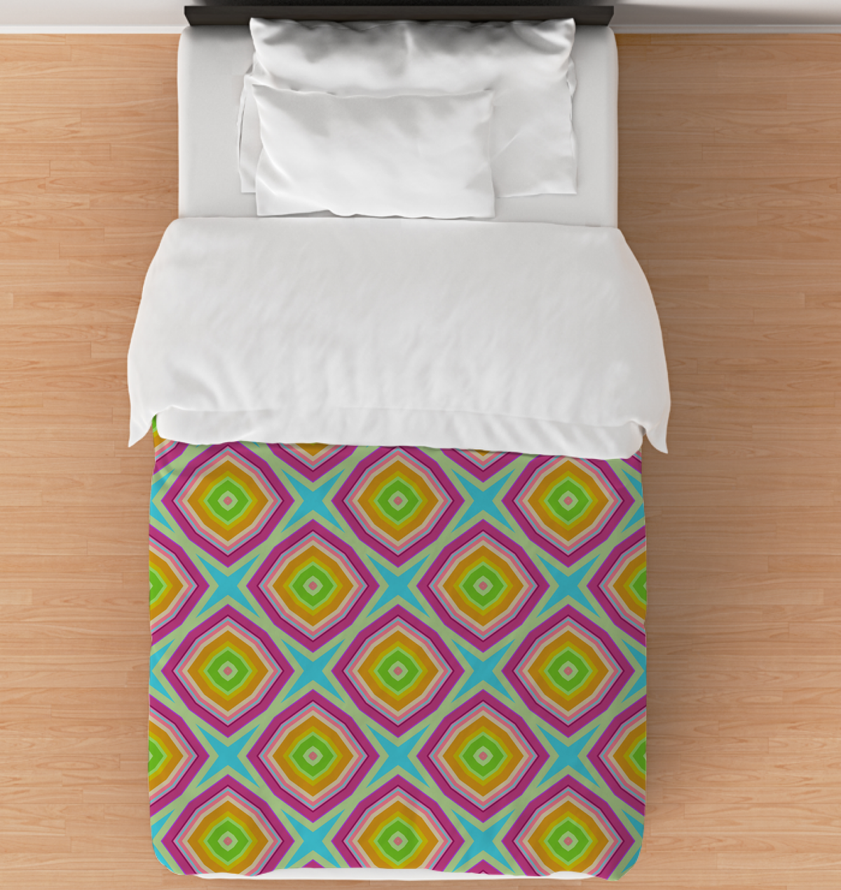 Colorful patchwork design on a cozy comforter perfect for modern bedrooms