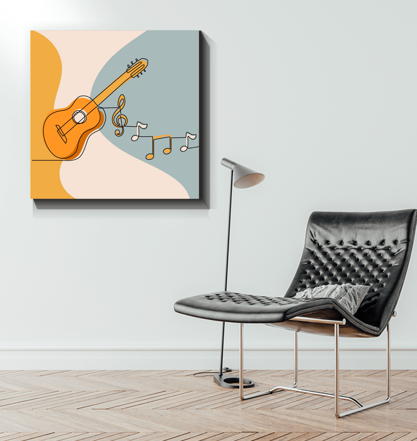 Guitar Line Art 3 Wrapped Canvas - Beyond T-shirts