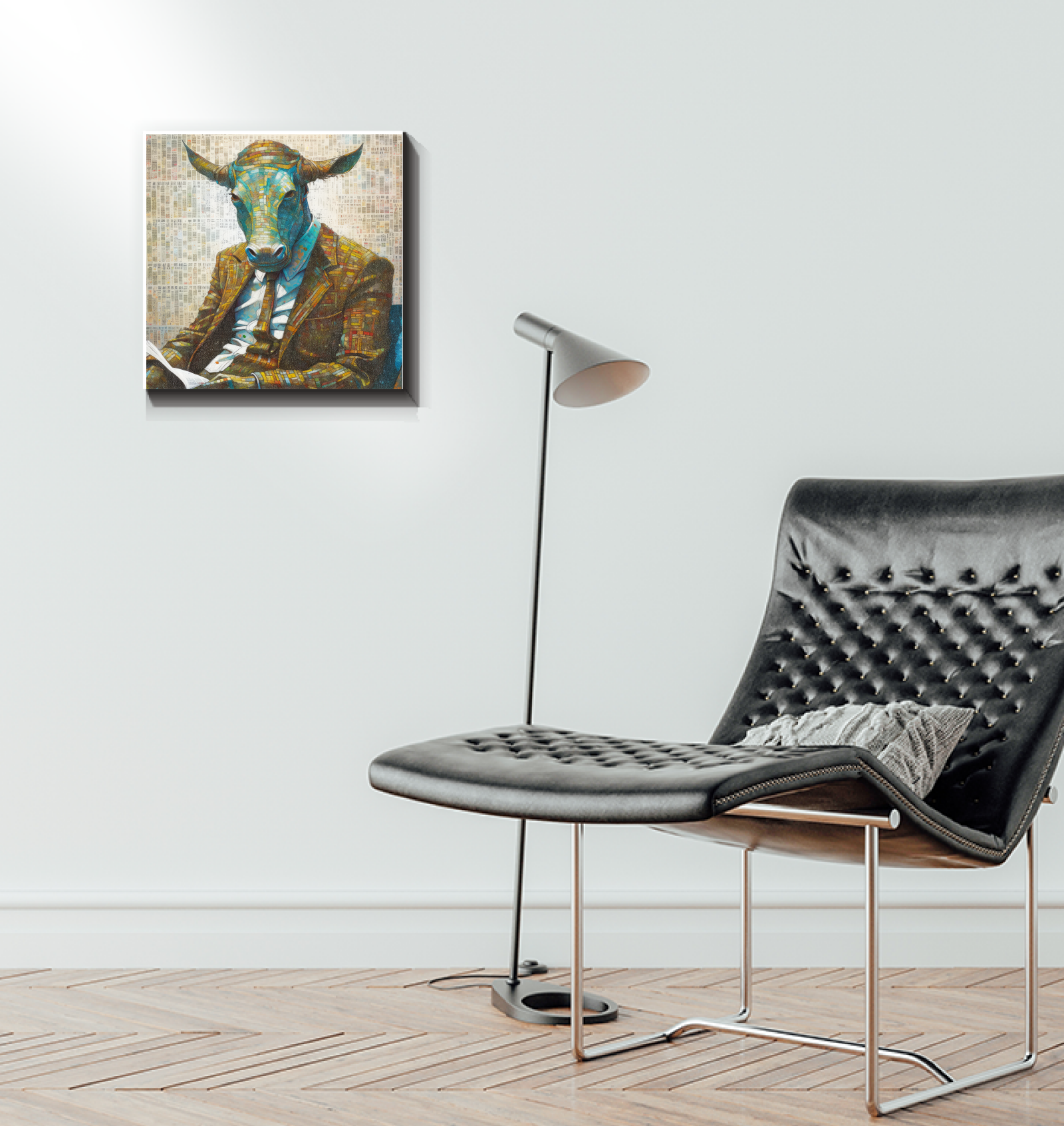Nautical-themed canvas art with parrot.