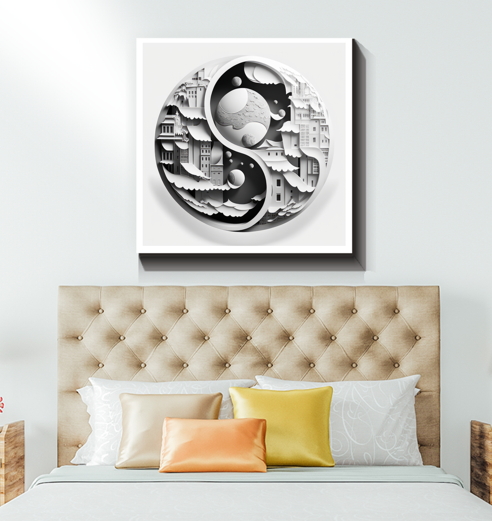 Peaceful and elegant swirl design canvas art.