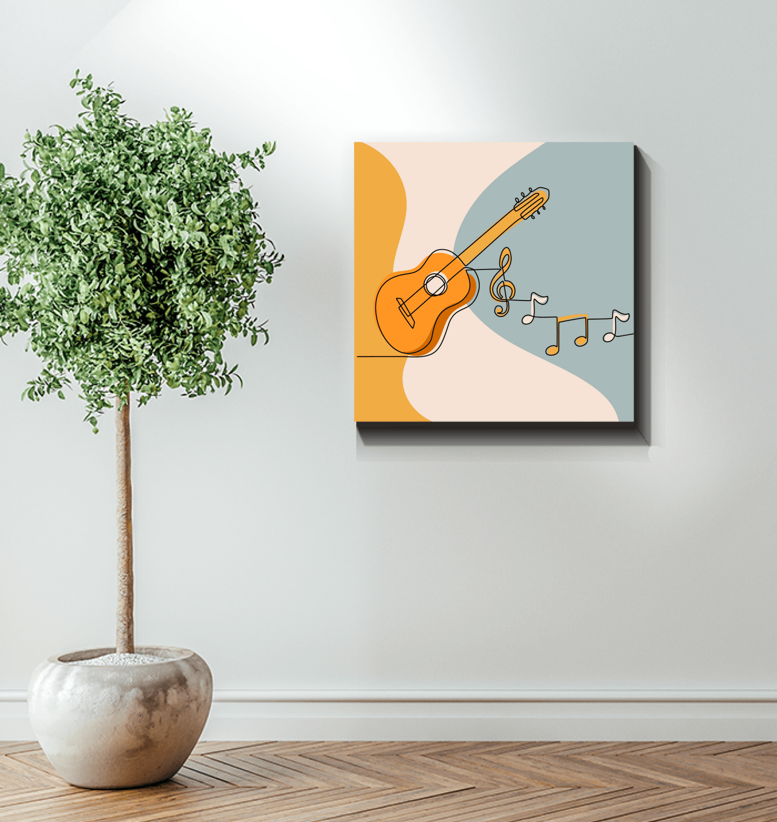 Guitar Line Art 3 Wrapped Canvas - Beyond T-shirts