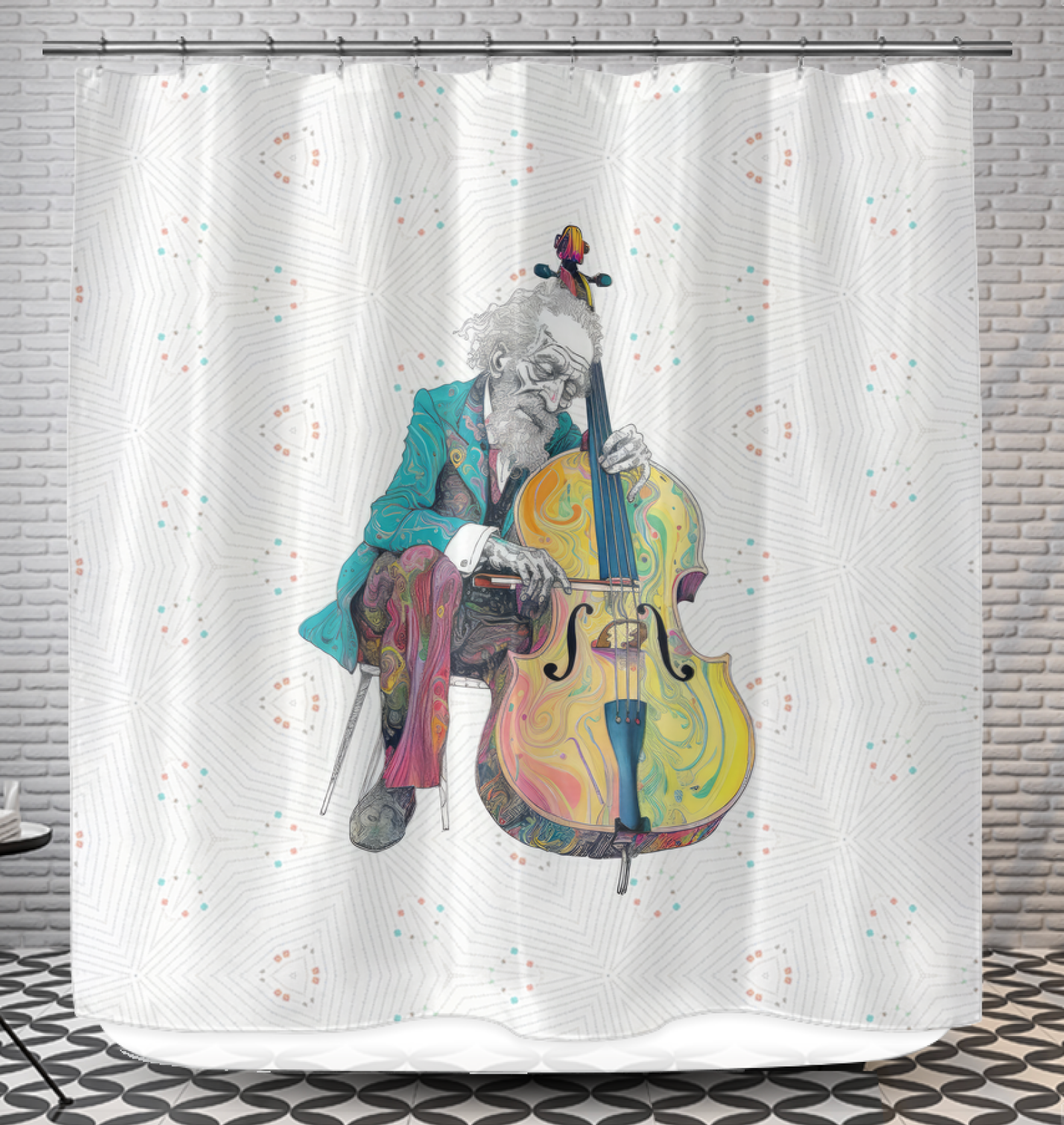 Rose Garden Reverie Shower Curtain with vibrant rose patterns.