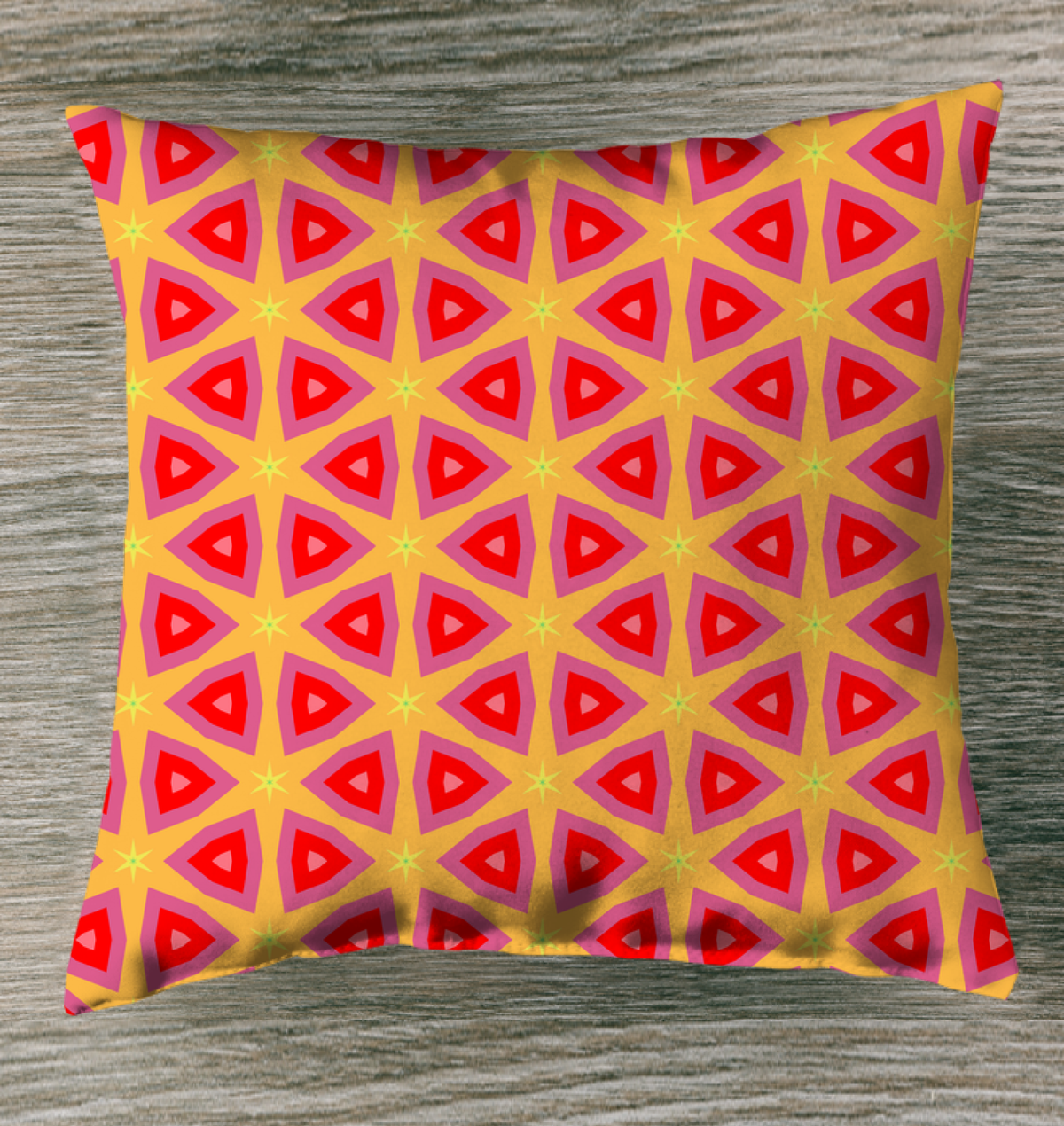 Stylish geometric delight pillow for patio seating