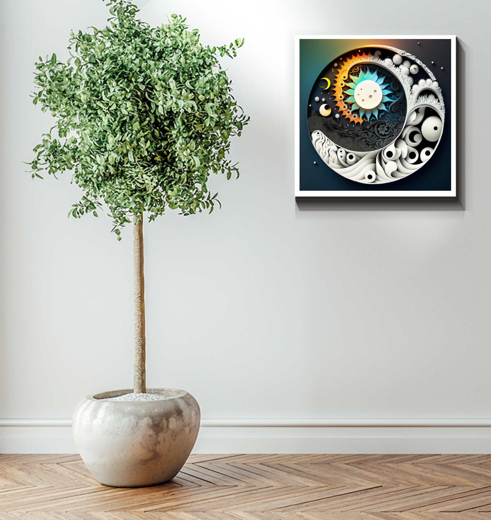 Decorative canvas capturing the essence of sound and silence.