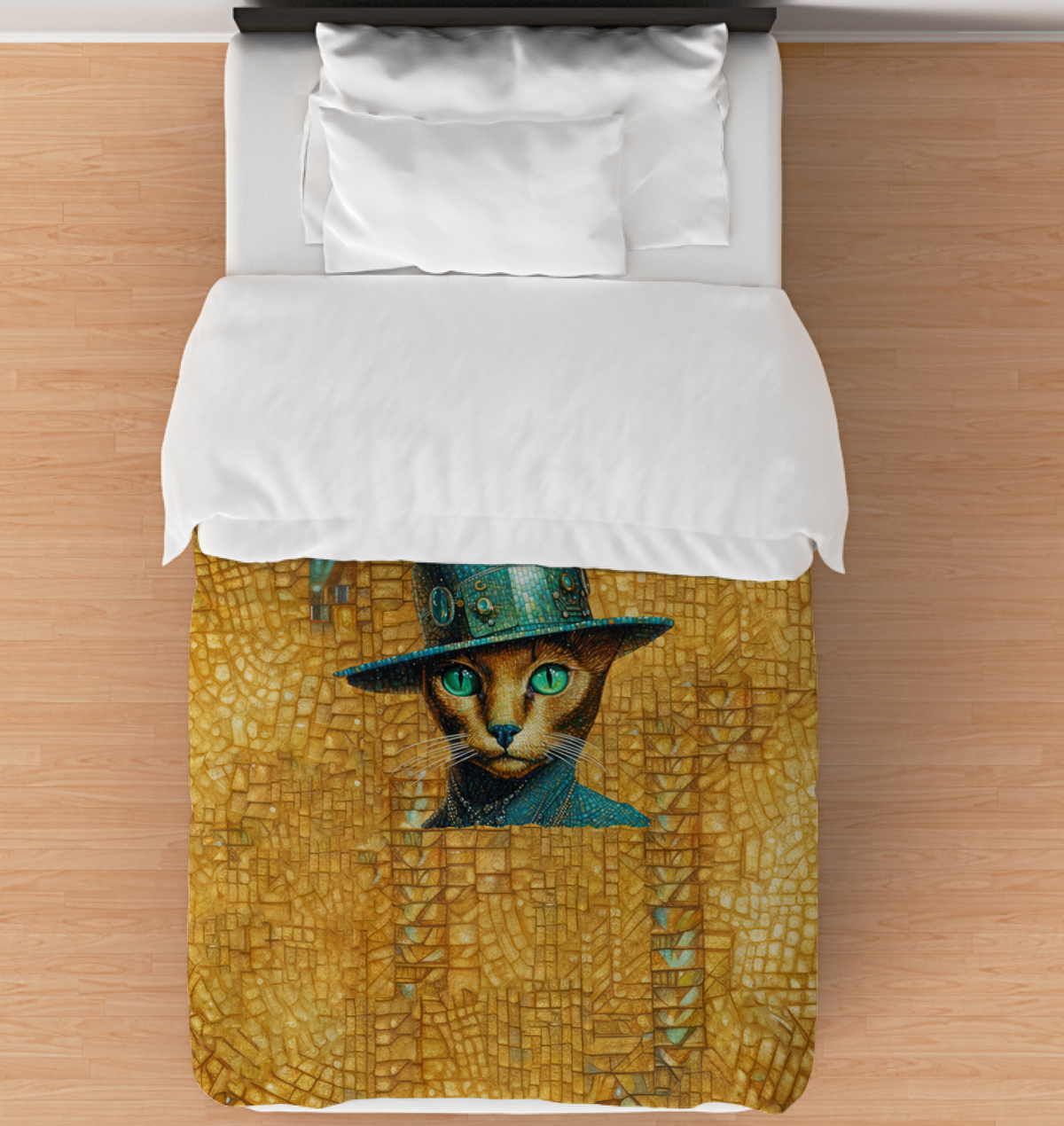 Cozy Cat Nap Duvet Cover on a neatly made bed.