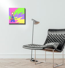 Girl Playing Guitar Line Art 2 Wrapped Canvas - Beyond T-shirts