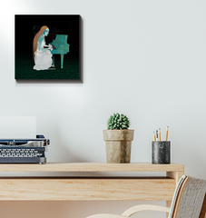 Daisy Dreams wrapped canvas on wall, adding a floral touch to modern home decor.