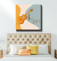 Guitar Line Art 3 Wrapped Canvas - Beyond T-shirts