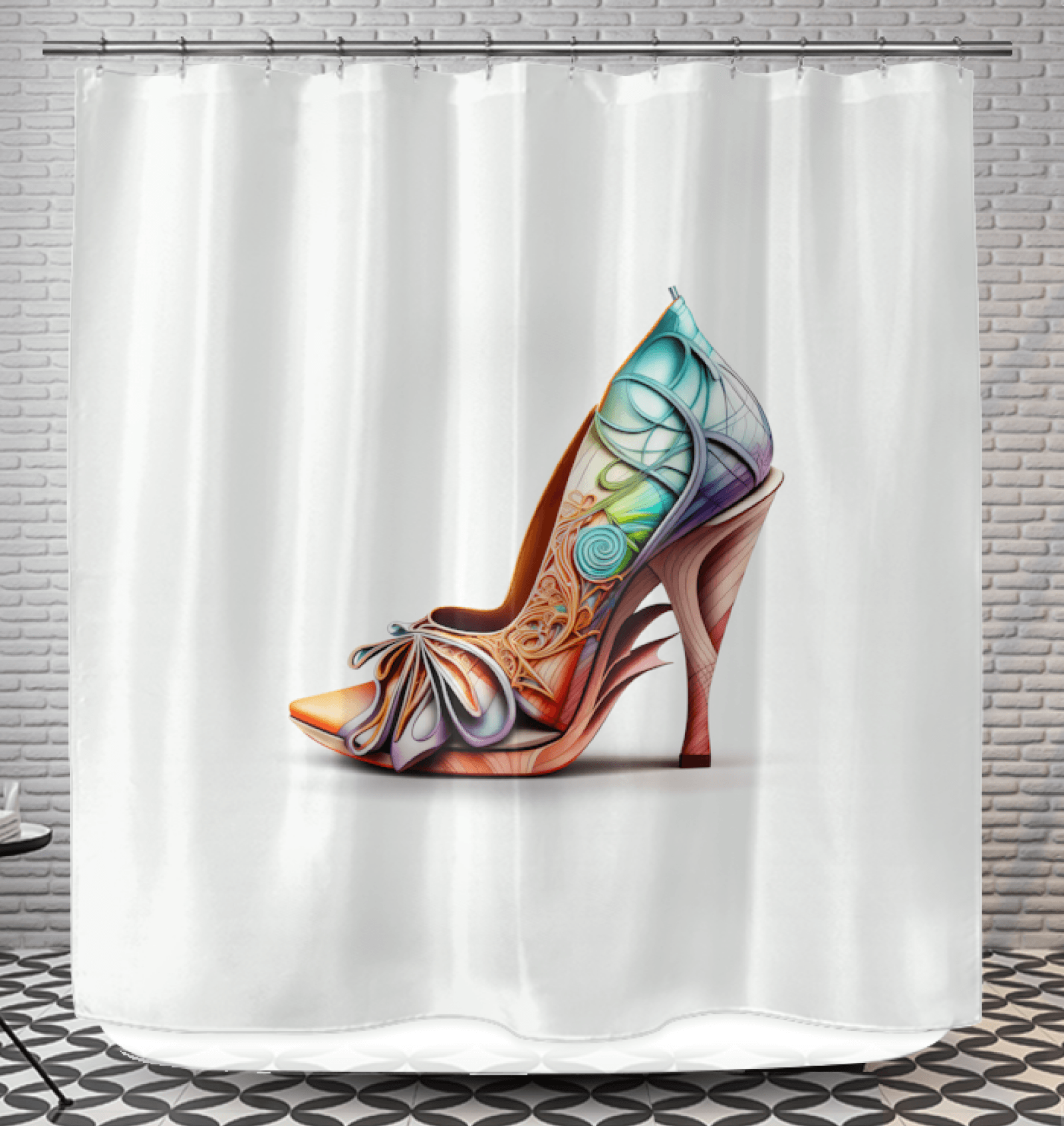 SpaceWalk Futuristic Shoe Shower Curtain - Beyond T-shirts