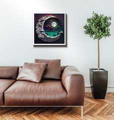 Wrapped canvas with vibrant cosmic colors.