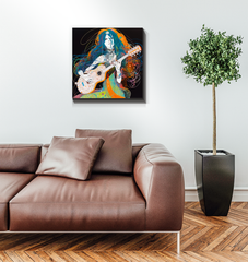 Elegant floral canvas art featuring chrysanthemums