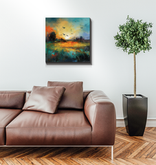 Golden Hour by the Lake Wrapped Canvas