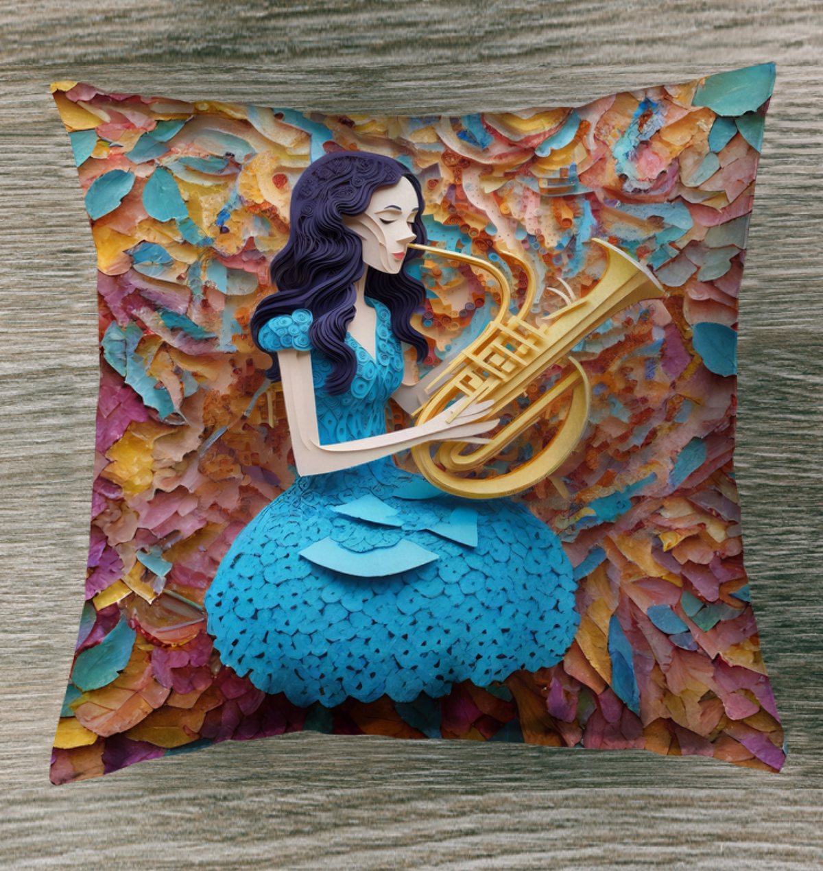 Outdoor pillow with Autumn Leaves Whirlwind design.