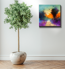 Moonlit Forest Path Wrapped Canvas