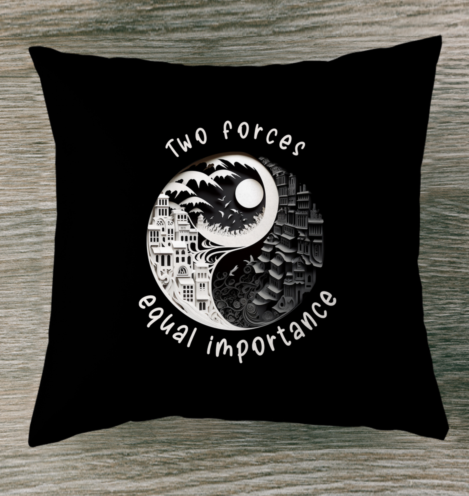 Ying Yang design indoor pillow for Summer Solstice.