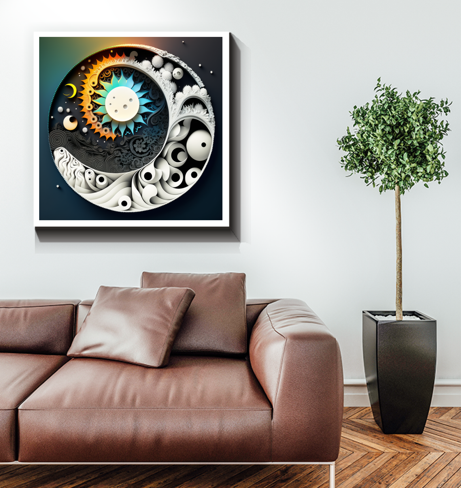 Tranquil and dynamic canvas art blending sound with silence.