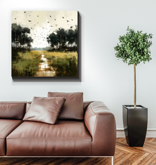 Moonlit Meadows Landscape Wrapped Canvas