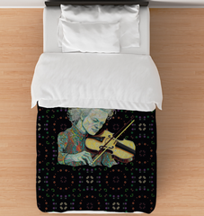 Magnolia Melancholy Comforter spread on bed, showcasing its elegant design and plush texture.