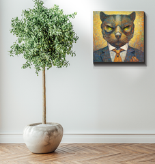 Stylish feline art on canvas for living room.