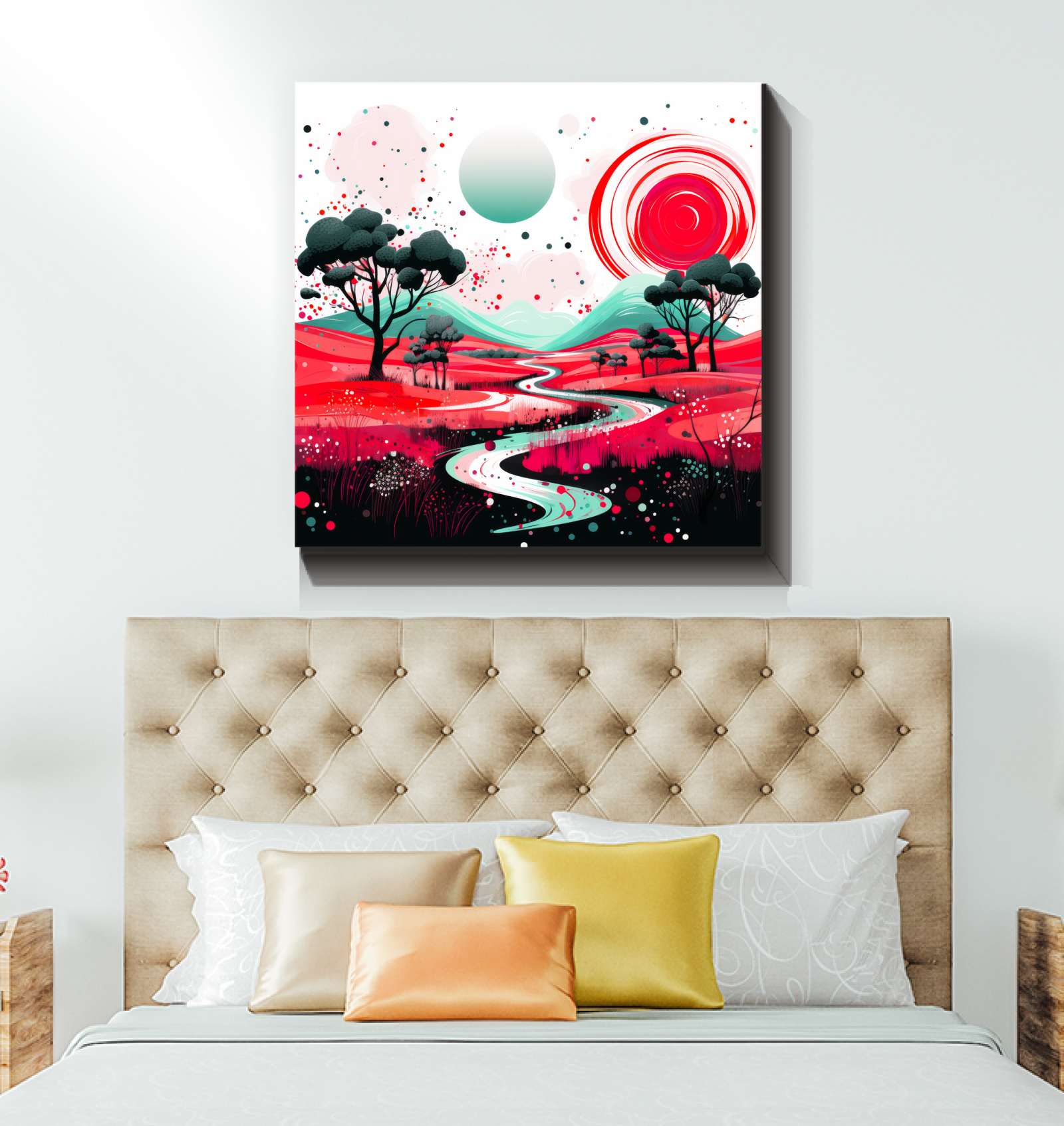 Vibrant Valley Colorful Landscape Canvas