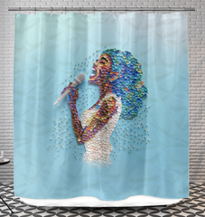 Celestial-themed shower curtain showcasing paper constellation design.