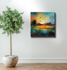 Golden Hour by the Lake Wrapped Canvas