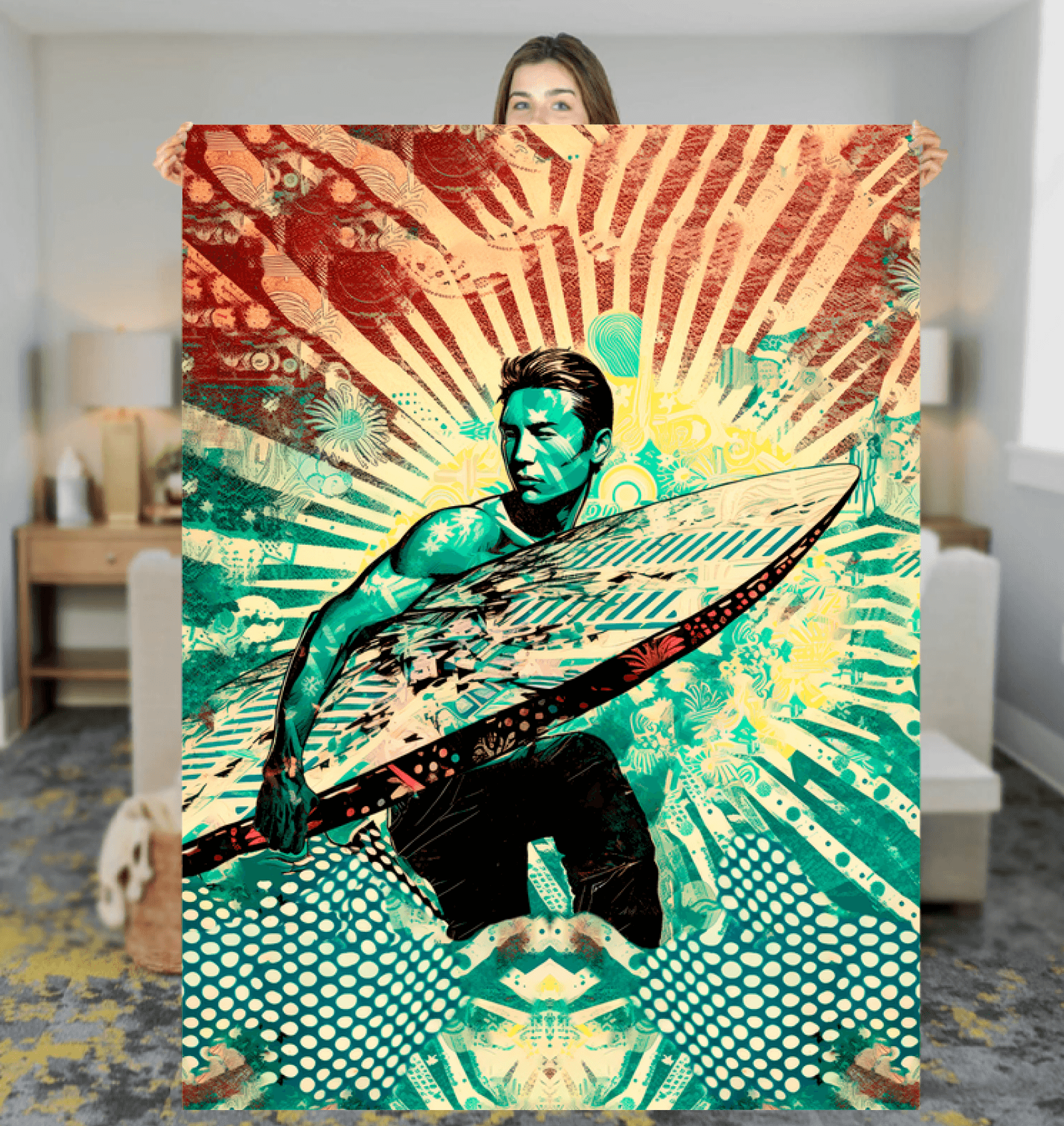 Tropical Tide Sherpa Throw - Beyond T-shirts
