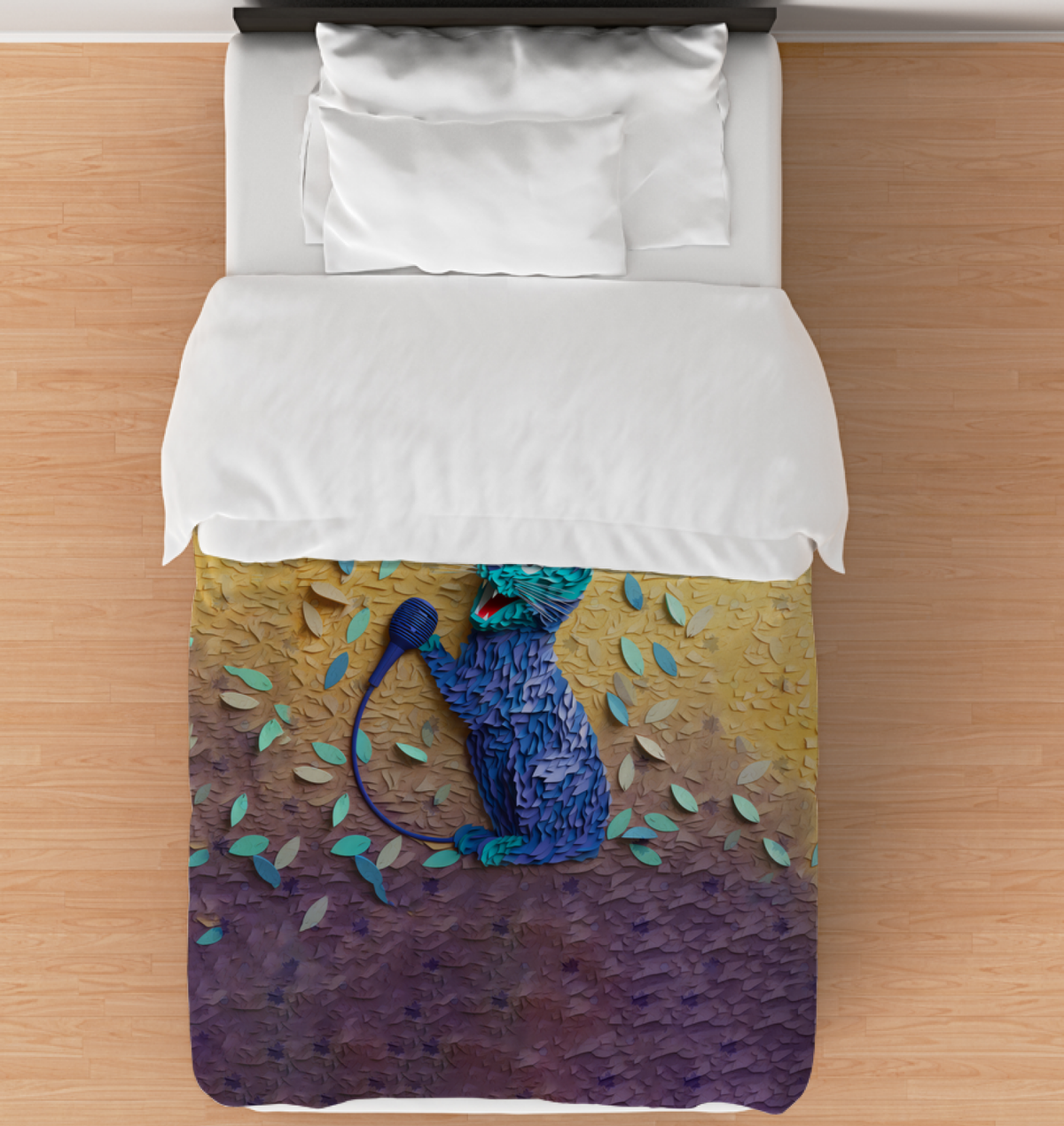 Duvet cover with delicate origami butterfly design.