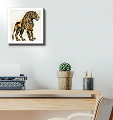 Lion's Tranquil Waterhole Reflection