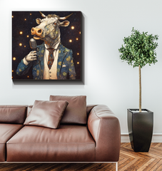 Cow's Whimsical Meadow Wrapped Canvas