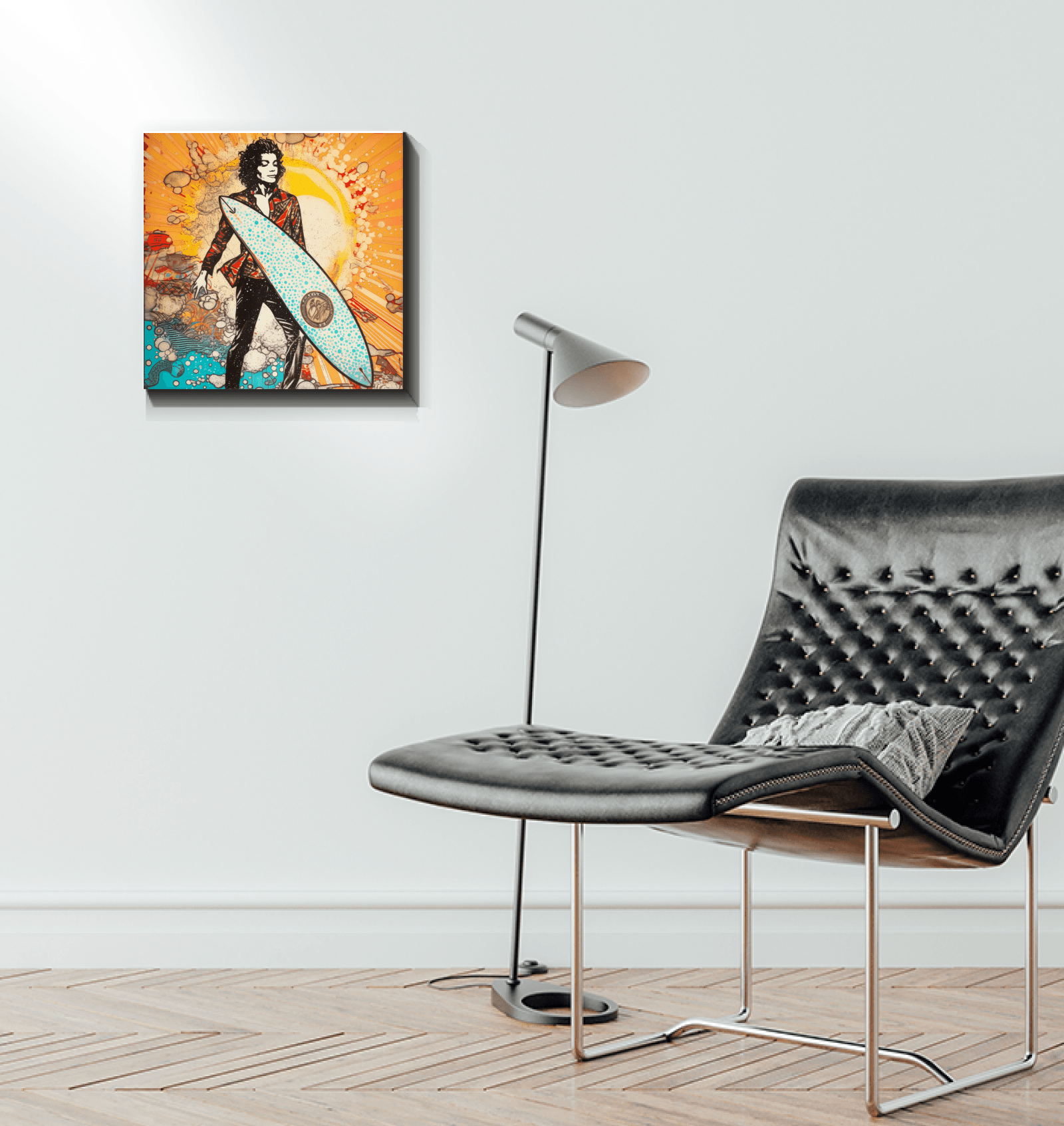 Side profile of Surfing 5 09 Wrapped Canvas