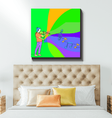 Lady Playing Violin Line Art Wrapped Canvas - Beyond T-shirts