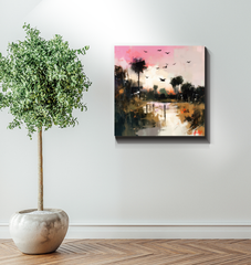 Tropical Paradise Landscape Wrapped Canvas