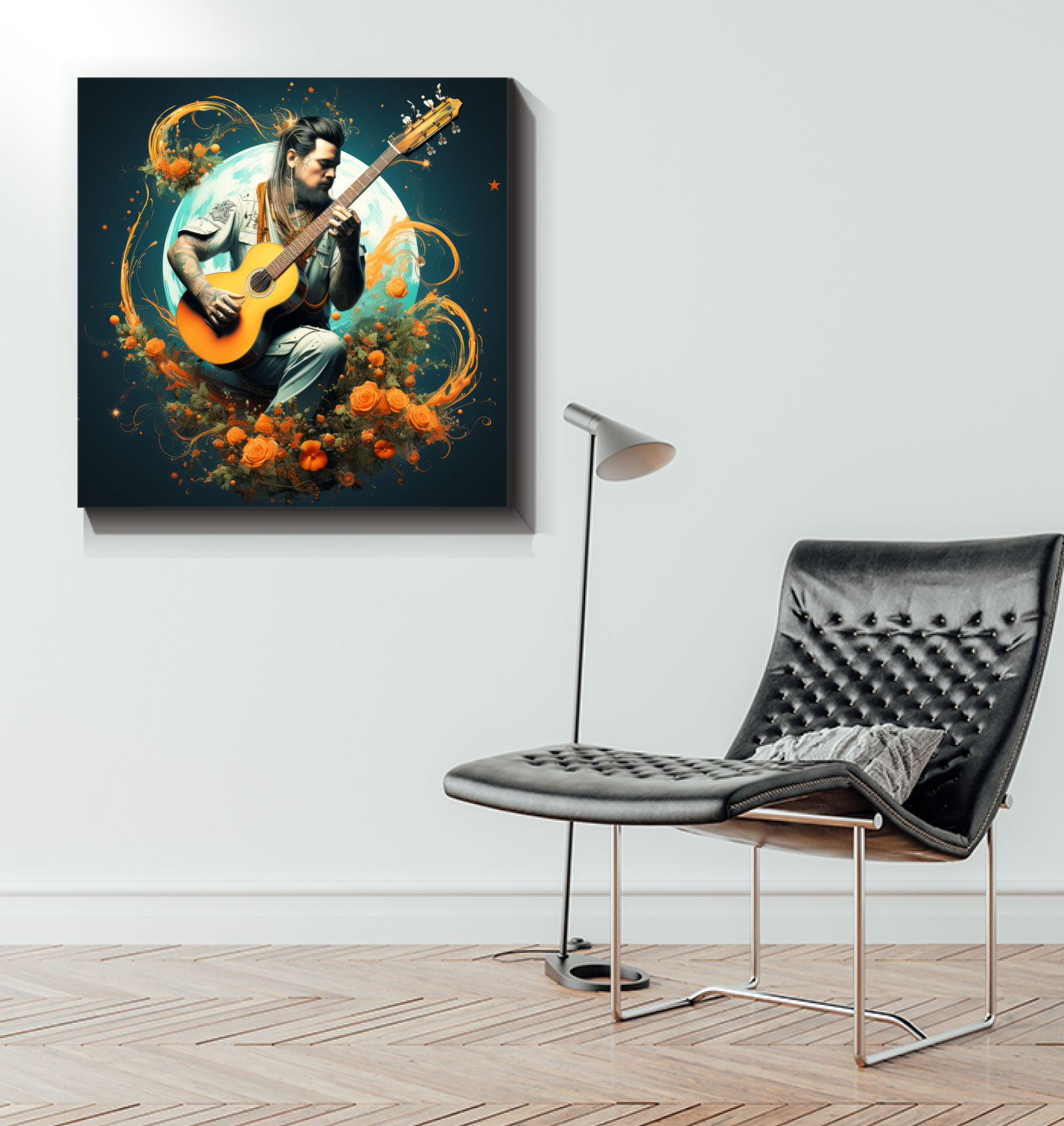 Guitarist's Oasis Desert Guitar Canvas Print