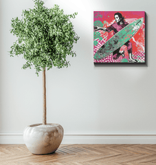 Detailed artwork on Surfing 5 10 Wrapped Canvas