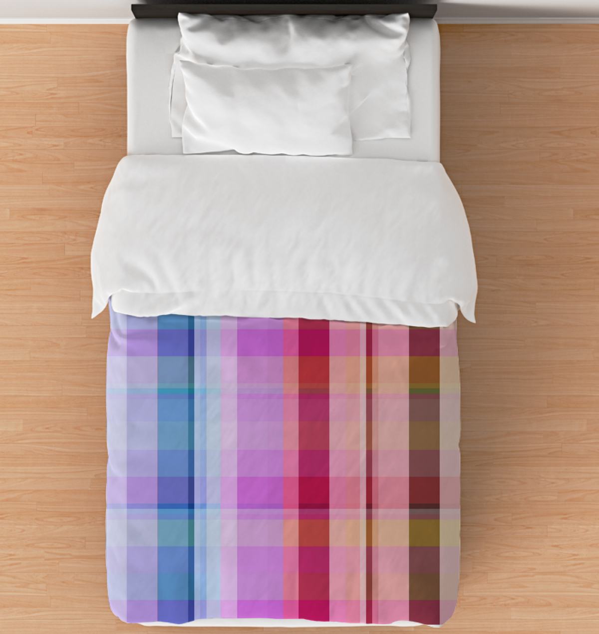 Wrap yourself in the cheerful hues of the Rainbow Cascade Comforter, bringing a splash of color to your bedroom decor.